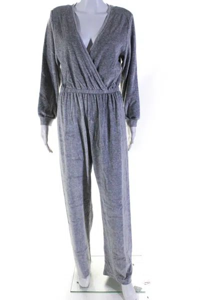 Suzie Kondi Womens Velour V-neck Jumpsuit Fw20-1 Grey Marle