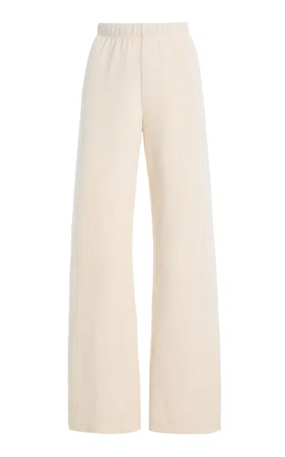 Suzie Kondi Zephyra Velour Straight-leg Pants In Ivory