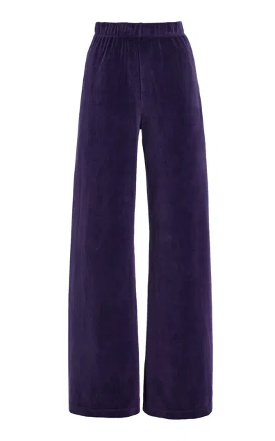 Suzie Kondi Zephyra Velour Straight-leg Pants In Purple