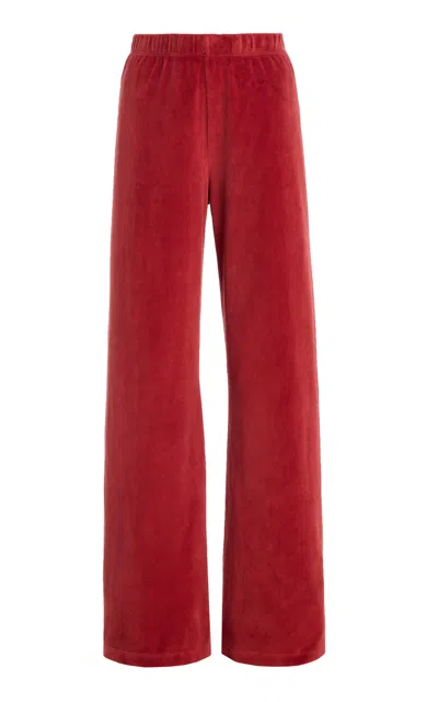 Suzie Kondi Zephyra Velour Straight-leg Pants In Red