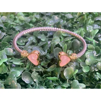 Suzie Q Usa Women's Heart Cable Bracelet In Pink/gold/silver In Multi
