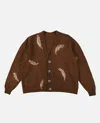 Suzusan Fern-motif Button Cardigan In Brown