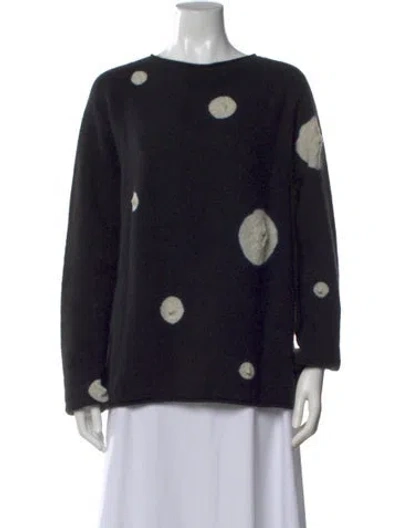 Pre-owned Suzusan Cashmere Polka Dot Print Sweater In Black
