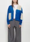 Suzusan Cashmere Seamless Short Cardigan In Royal Blue / Sand