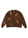 Suzusan Fern-motif Button Cardigan In Brown