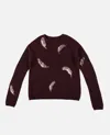 Suzusan Feather-pattern Crewneck Sweater In Burgundy