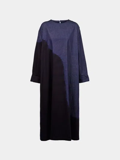 Suzusan Pima Cotton Denim Wide Dress Size: L In Black