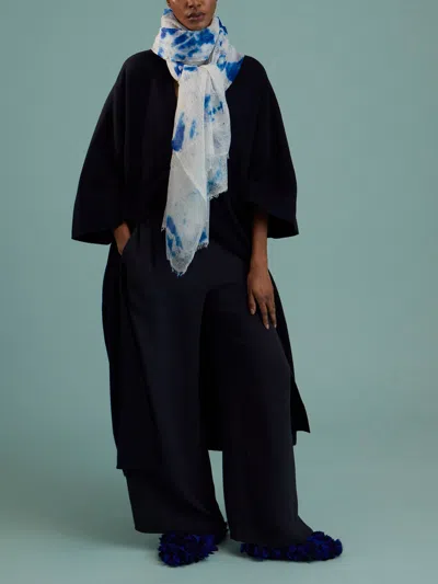 Suzusan Shibori Cashmere Featherweight Shawl One Size In Blue