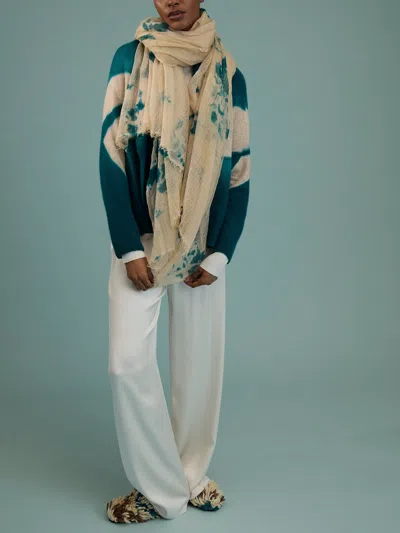 Suzusan Shibori Cashmere Featherweight Shawl One Size In Blue