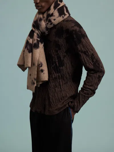 Suzusan Shibori Cashmere Shawl In Black