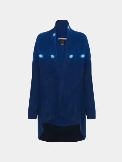 Suzusan Shibori Cashmere Upside-down Cape One Size In Blue