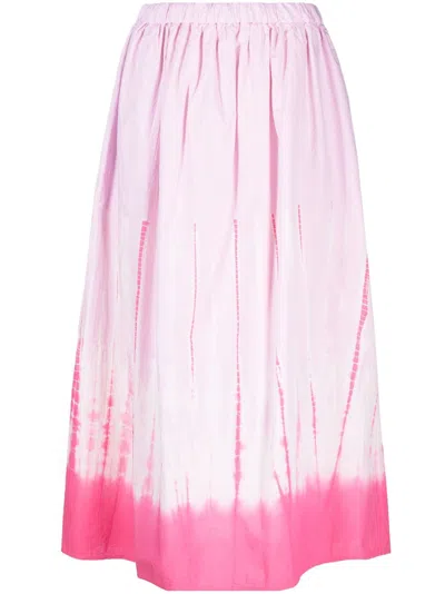 Suzusan Tie-dye Cotton Midi Skirt In Pink