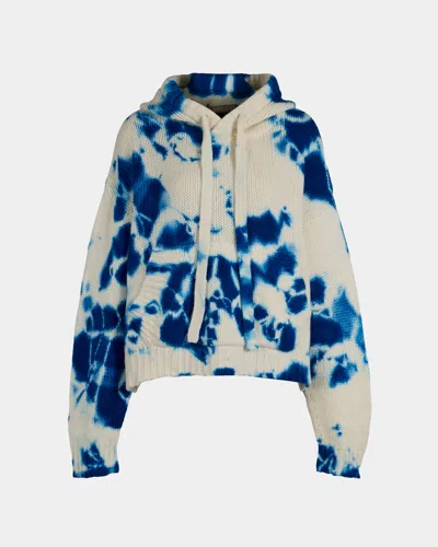 Suzusan Shibori Hand-knitted Cashmere Hooded Sweater Size: S In Blue