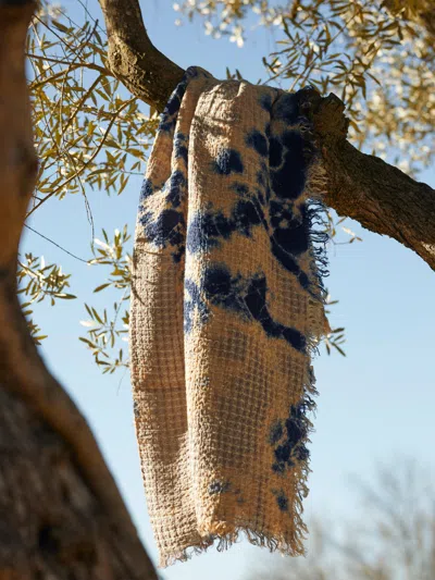 Suzusan Shibori Waffle Linen Throw  Abask Luxury Gift In Multi