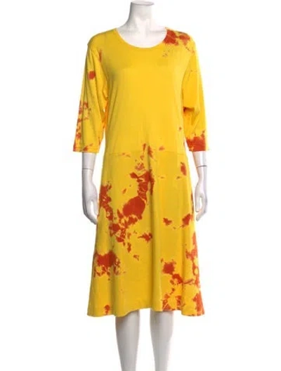 Pre-owned Suzusan Tie-dye Print Midi Length Dress In Yellow