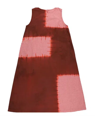 Suzusan Women's Cotton Gingham Check Wide Sleeveless Dress In Bordeaux / Red In Multi
