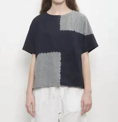 Suzusan Women's Cotton Gingham Check Woven T-shirt In Black / Black