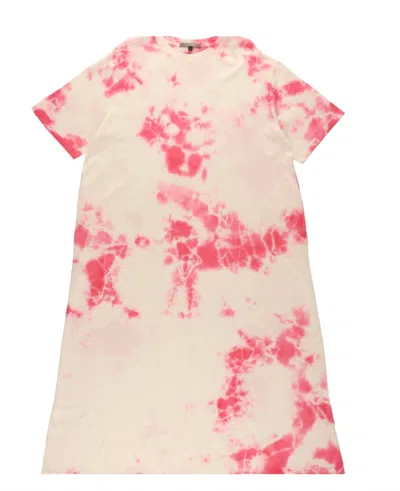 Suzusan Women's Cotton Jersey Half Sleeve Wide Dress In White / Pink /gray In Multi