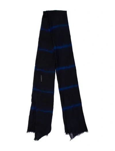 Pre-owned Suzusan Wool Striped Scarf In Blue