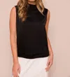 SUZY D GOLDE SLEEVELESS TOP WITH RIB COWL NECK IN BLACK