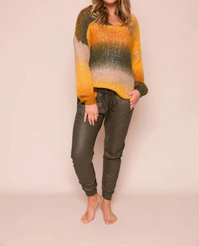 Suzy D Helena Sweater In Olive In Yellow