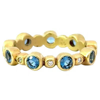 Pre-owned Suzy Landa Diamond & Tourmaline 18k Yellow Gold Eternity Band