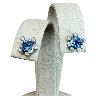 Pre-owned Suzy Landa Diamond Stud Earrings In Multi