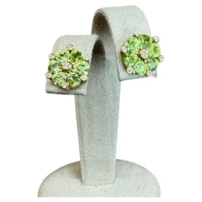 Pre-owned Suzy Landa Diamond Wagon Wheel Stud Earrings In Multi