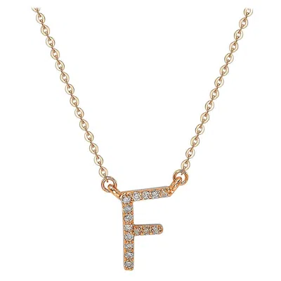 Pre-owned Suzy Levian 0.10 Carat White Diamond 14k Rose Gold Letter Initial Necklace, F