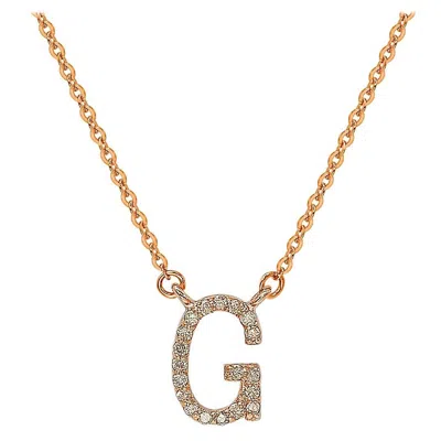 Pre-owned Suzy Levian 0.10 Carat White Diamond 14k Rose Gold Letter Initial Necklace, G