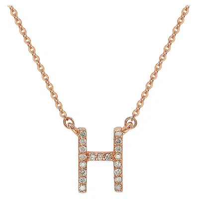 Pre-owned Suzy Levian 0.10 Carat White Diamond 14k Rose Gold Letter Initial Necklace, H