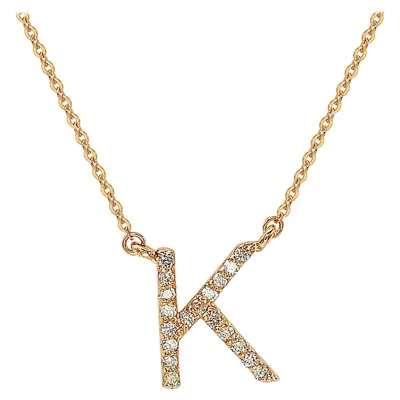 Pre-owned Suzy Levian 0.10 Carat White Diamond 14k Rose Gold Letter Initial Necklace, K