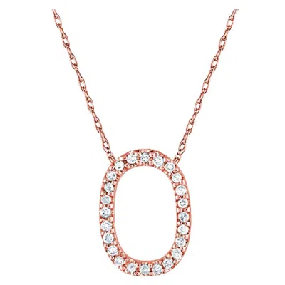Pre-owned Suzy Levian 0.10 Carat White Diamond 14k Rose Gold Letter Initial Necklace, O