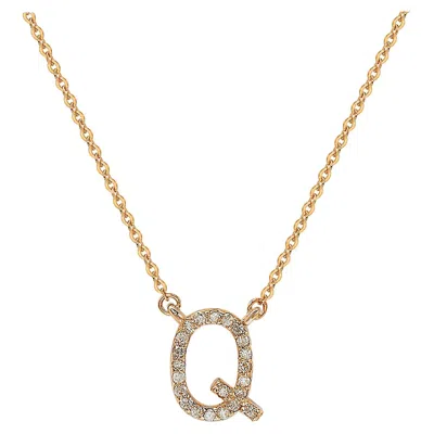 Pre-owned Suzy Levian 0.10 Carat White Diamond 14k Rose Gold Letter Initial Necklace, Q