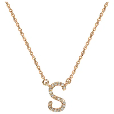 Pre-owned Suzy Levian 0.10 Carat White Diamond 14k Rose Gold Letter Initial Necklace, S