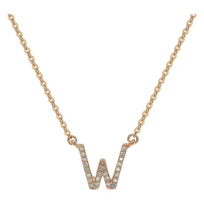 Pre-owned Suzy Levian 0.10 Carat White Diamond 14k Rose Gold Letter Initial Necklace, W