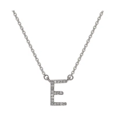 Pre-owned Suzy Levian 0.10 Carat White Diamond 14k White Gold Letter Initial Necklace, E