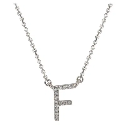 Pre-owned Suzy Levian 0.10 Carat White Diamond 14k White Gold Letter Initial Necklace, F