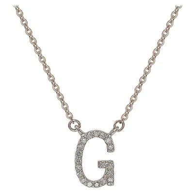 Pre-owned Suzy Levian 0.10 Carat White Diamond 14k White Gold Letter Initial Necklace, G