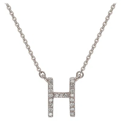 Pre-owned Suzy Levian 0.10 Carat White Diamond 14k White Gold Letter Initial Necklace, H