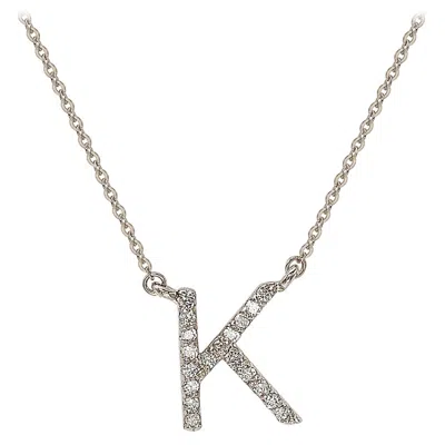 Pre-owned Suzy Levian 0.10 Carat White Diamond 14k White Gold Letter Initial Necklace, K