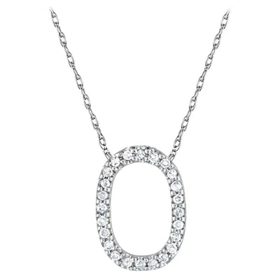 Pre-owned Suzy Levian 0.10 Carat White Diamond 14k White Gold Letter Initial Necklace, O