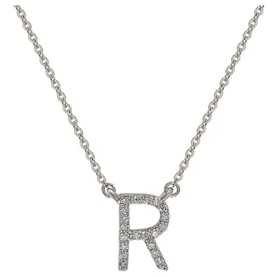 Pre-owned Suzy Levian 0.10 Carat White Diamond 14k White Gold Letter Initial Necklace, R