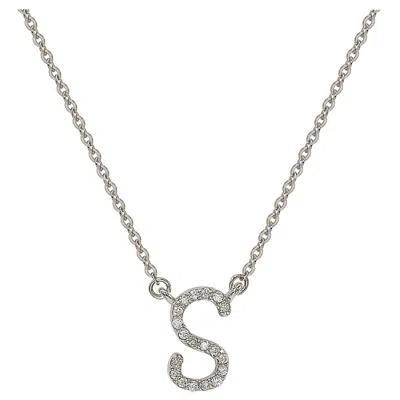 Pre-owned Suzy Levian 0.10 Carat White Diamond 14k White Gold Letter Initial Necklace, S