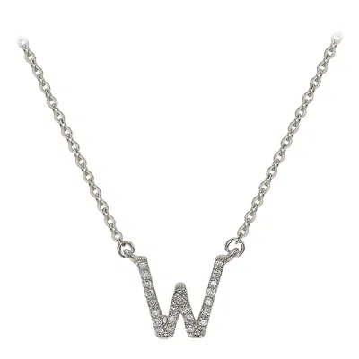 Pre-owned Suzy Levian 0.10 Carat White Diamond 14k White Gold Letter Initial Necklace, W