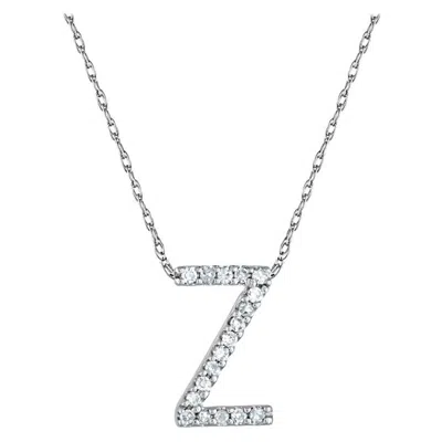 Pre-owned Suzy Levian 0.10 Carat White Diamond 14k White Gold Letter Initial Necklace, Z