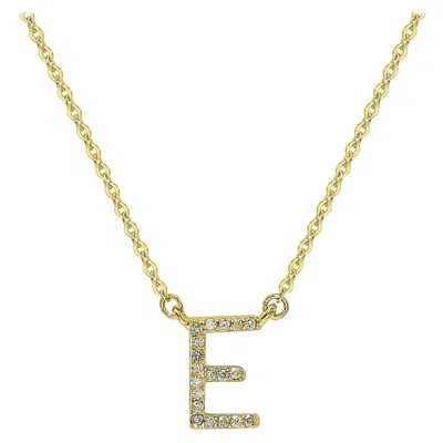Pre-owned Suzy Levian 0.10 Carat White Diamond 14k Yellow Gold Letter Initial Necklace, E