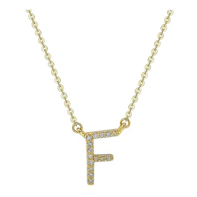 Pre-owned Suzy Levian 0.10 Carat White Diamond 14k Yellow Gold Letter Initial Necklace, F
