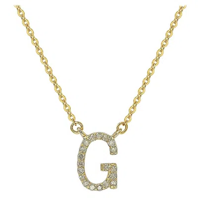 Pre-owned Suzy Levian 0.10 Carat White Diamond 14k Yellow Gold Letter Initial Necklace, G