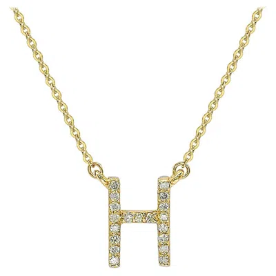 Pre-owned Suzy Levian 0.10 Carat White Diamond 14k Yellow Gold Letter Initial Necklace, H